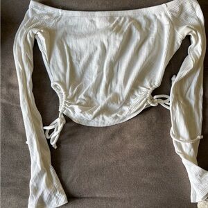 Blue Blush Cream Ribbed Top